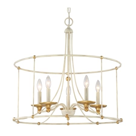 Minka Lavery Westchester County 5 Light 25" Wide Taper Candle Chandelier Farm House White with Gilded Gold
