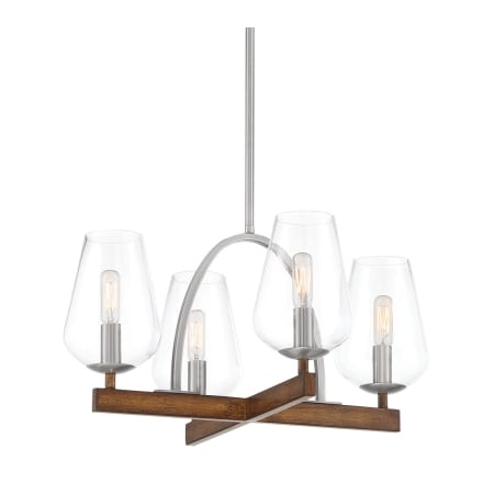 Minka Lavery Birnamwood 4 Light 20" Wide Chandelier Koa Wood / Pewter