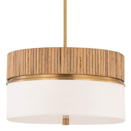 Minka Lavery Nebri 2 Light 18" Wide Wood Pendant with Linen Shade Legacy Brass