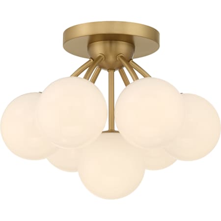 Minka Lavery Lunara 7 Light 18" Wide Semi-Flush Ceiling Fixture with Frosted Glass Shades Legacy Brass