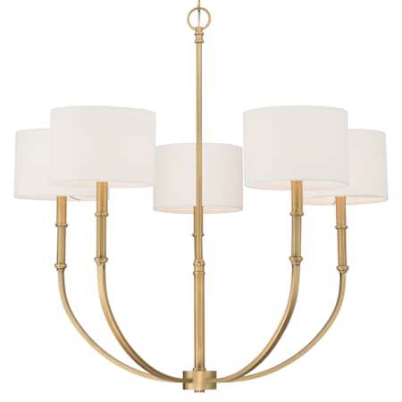 Minka Lavery Molvene 5 Light 33" Wide Chandelier with Linen Shades Legacy Brass