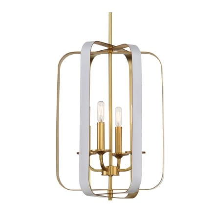 Minka Lavery Aureum 4 Light 14" Wide Pendant Matte White / Honey Gold