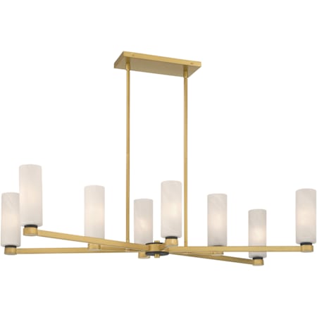 Minka Lavery Wexmere 8 Light 40" Wide Linear Chandelier with Alabaster Glass Shades Legacy Brass