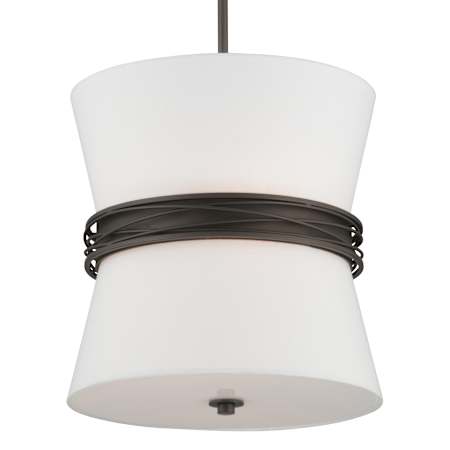 Minka Lavery Dalvor 3 Light 14" Wide Pendant with Linen Shade Dark Bronze