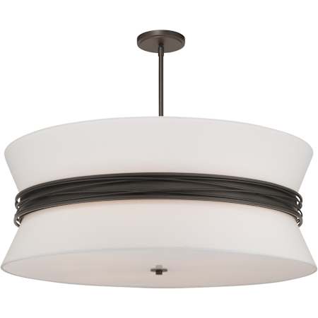 Minka Lavery Dalvor 6 Light 36" Wide Pendant with Linen Shade Dark Bronze