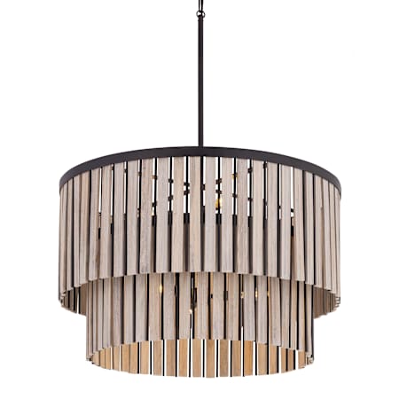 Minka Lavery Esbelta 6 Light 30" Wide Wood Pendant Dark Bronze