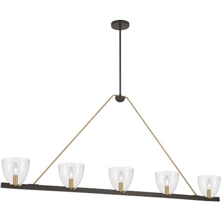 Minka Lavery Noellea 5 Light 61" Wide Taper Candle Style Chandelier with Clear Glass Shades Dark Bronze