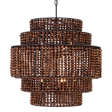 Minka Lavery Beaudelle 9 Light 30" Wide Wood Pendant with Wood Bead Shade Dark Bronze