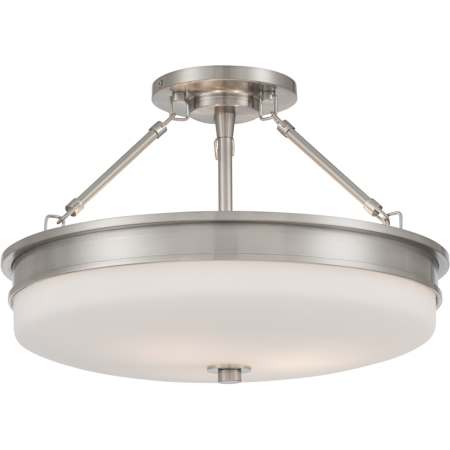 Minka Lavery Halora 3 Light 15" Wide Semi-Flush Bowl Ceiling Fixture with Etched Opal Glass Shade Brushed Nickel