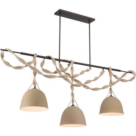 Minka Lavery Cordon 3 Light 63" Wide Linear Chandelier with Ceramic Shades Dark Bronze