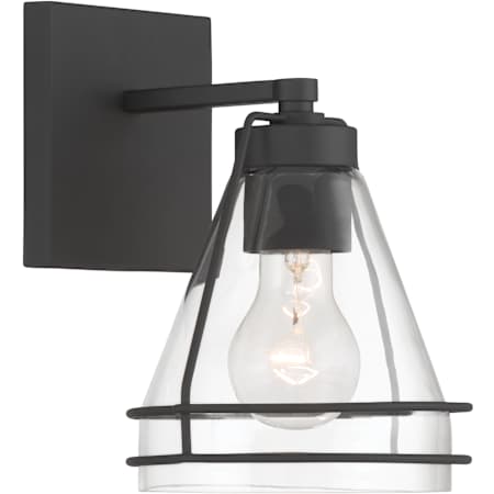 Minka Lavery Lorenth 9" Tall Bathroom Sconce with Clear Glass Shade Dark Matte Black