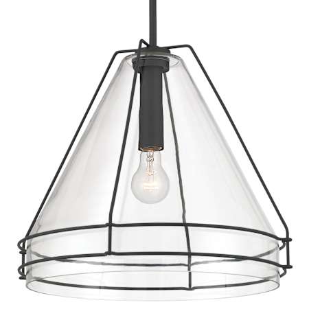 Minka Lavery Lorenth 18" Wide Pendant with Clear Glass Shade Dark Matte Black