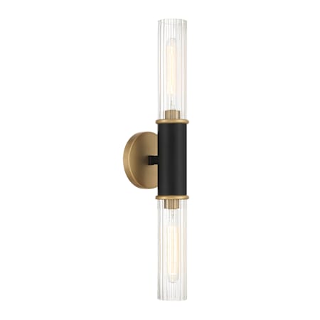 Minka Lavery Stamford 2 Light 24" Tall Wall Sconce Dark Matte Black / Legacy Brass
