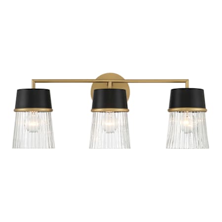 Minka Lavery Stamford 3 Light 24" Wide Vanity Light Dark Matte Black / Legacy Brass