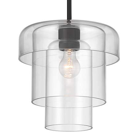 Minka Lavery Velique 11" Wide Pendant with Layered Clear Glass Shades Dark Matte Black