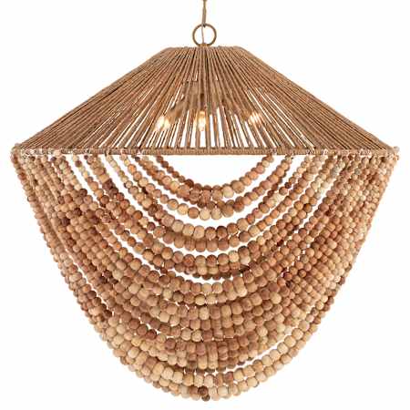 Minka Lavery Virella 3 Light 26" Wide Wood Pendant with Wood Bead Shade Legacy Brass