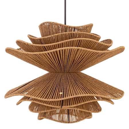 Minka Lavery Mireth 6 Light 30" Wide Pendant with Rafia Rope Shade Dark Bronze