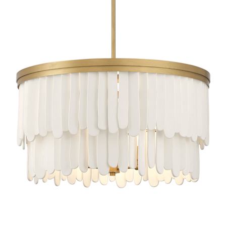 Minka Lavery Briscade 9 Light 28" Wide Multi Light Pendant Painted Legacy Brass / White Ceramic Accents