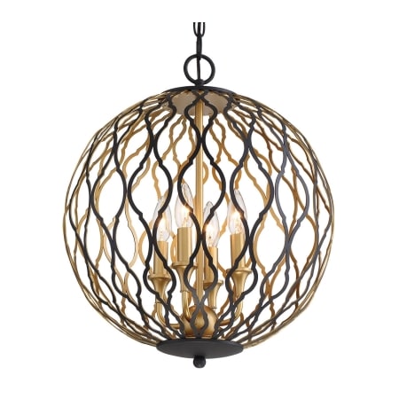 Minka Lavery Gilded Glam 4 Light 16" Wide Taper Candle Pendant Sand Coal with Painted and Plated Honey Gold