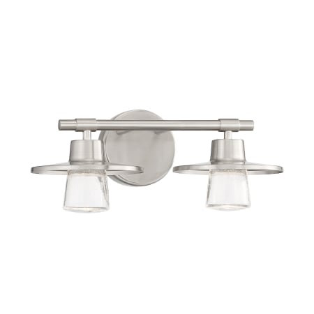 Minka Lavery Beacon Avenue 2 Light 15" Wide LED Bathroom Vanity Light with Seedy Glass Diffusers Brushed Nickel