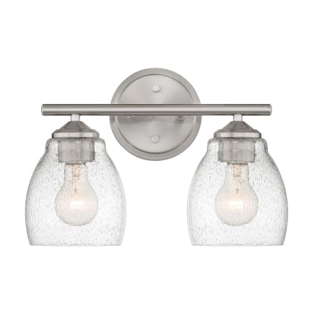 Minka Lavery Winsley 2 Light 14" Wide Vantage Bathroom Vanity Light with Seedy Glass Shades Brushed Nickel
