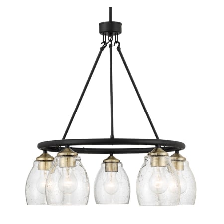 Minka Lavery Winsley 5 Light 24" Wide Vantage Ring Chandelier with Seedy Glass Shades Coal / Stained Brass