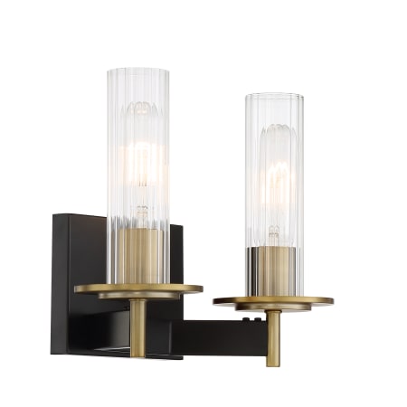 Minka Lavery Baldwin Park 2 Light 11" Wide Bathroom Vanity Light Coal / Soft Brass