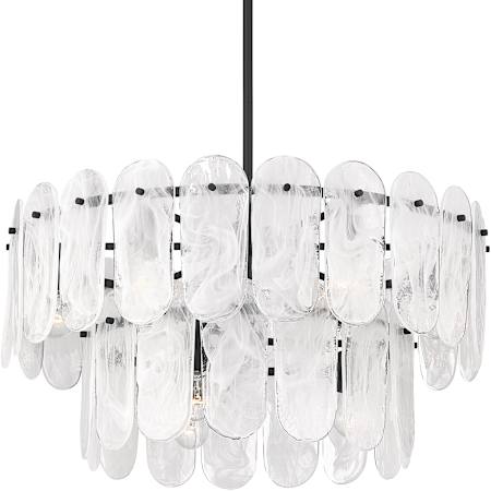 Minka Lavery Oldmill 9 Light 30" Wide Multi Light Pendant with Alabaster Glass Shades Dark Matte Black