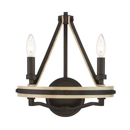 Minka Lavery Sonoma 2 Light 14" Tall Wall Sconce Dark Bronze / Natural Solid Wood