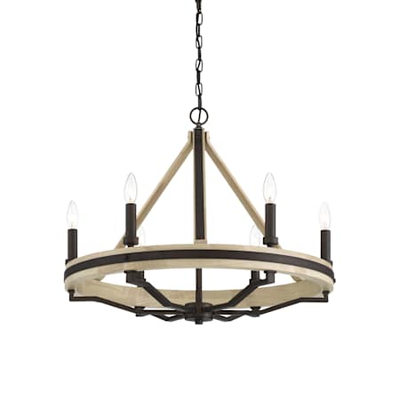 Minka Lavery Sonoma 6 Light 27" Wide Taper Candle Style Chandelier Dark Bronze / Natural Solid Wood