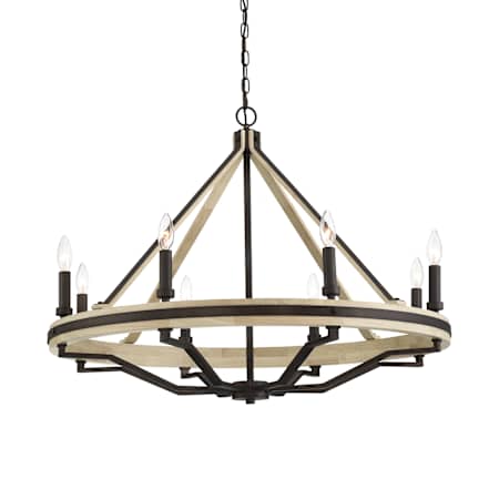Minka Lavery Sonoma 8 Light 34" Wide Taper Candle Style Chandelier Dark Bronze / Natural Solid Wood