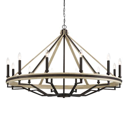 Minka Lavery Sonoma 12 Light 48" Wide Taper Candle Style Chandelier Dark Bronze / Natural Solid Wood