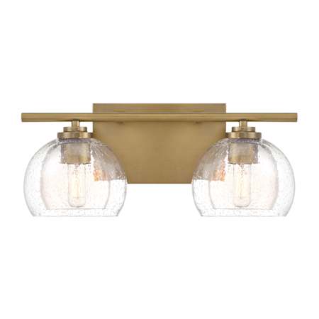 Minka Lavery Glint 2 Light 16" Wide Bathroom Vanity Light with Seedy Glass Shades Legacy Brass