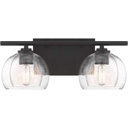 Minka Lavery Glint 2 Light 16" Wide Bathroom Vanity Light with Seedy Glass Shades Dark Bronze