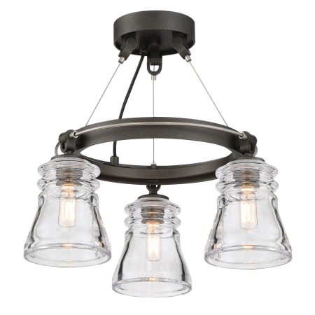 Minka Lavery Graham Avenue 3 Light 17" Wide Semi-Flush Ceiling Fixture Smoked Iron / Brushed Nickel