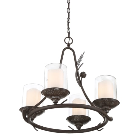 Minka Lavery Ponderosa Ridge 4 Light 22" Wide Pillar Candle Ring Chandelier Weathered Spruce / Silverlights