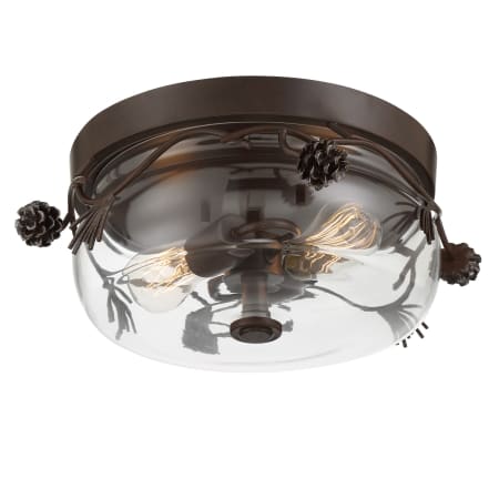Minka Lavery Ponderosa Ridge 2 Light 15" Wide Flush Mount Bowl Ceiling Fixture Weathered Spruce / Silverlights