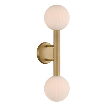 Minka Lavery Fenton 2 Light 22" Tall Wall Sconce with Ribbed Glass Shades Legacy Brass