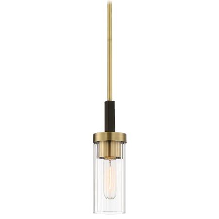 Minka Lavery Ainsley Court Single Light 3-1/4" Wide Mini Pendant with Clear Ribbed Glass Shade Aged Kinston Bronze with Brushed Brass