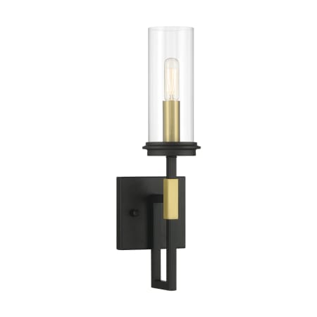 Minka Lavery Hillstone 7" Tall Wall Sconce Sand Coal / Soft Brass