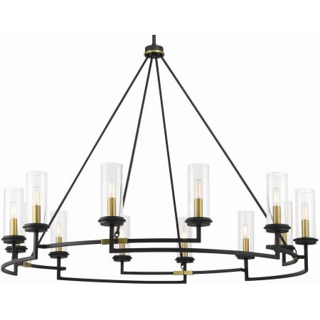 Minka Lavery Hillstone 12 Light 50" Wide Pillar Candle Style Chandelier Sand Coal / Soft Brass
