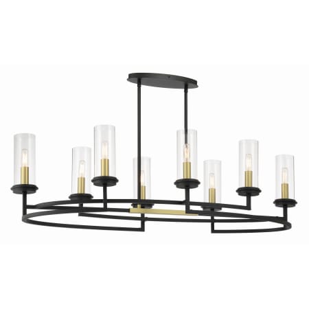 Minka Lavery Hillstone 8 Light 45" Wide Pillar Candle Style Chandelier Sand Coal / Soft Brass