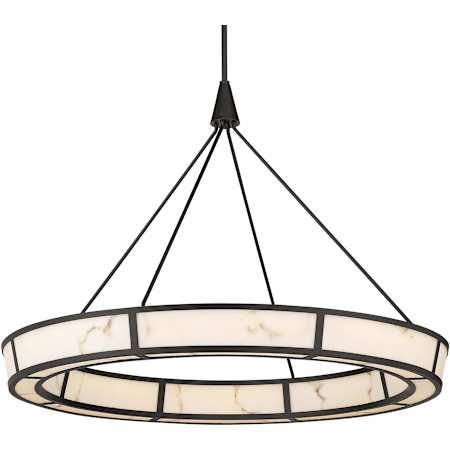 Minka Lavery Velaris 37" Wide Pendant with Faux Alabaster Shades Dark Bronze