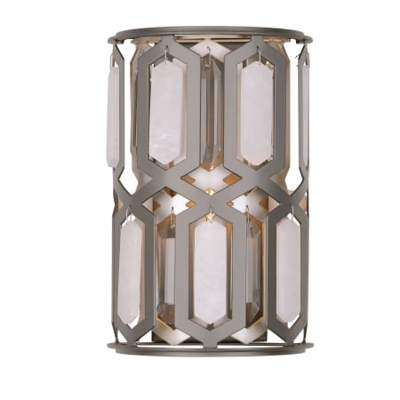 Minka Lavery Hexly 12" Tall Wall Sconce with Crystal Panel and Alabaster Stone Shade Coal