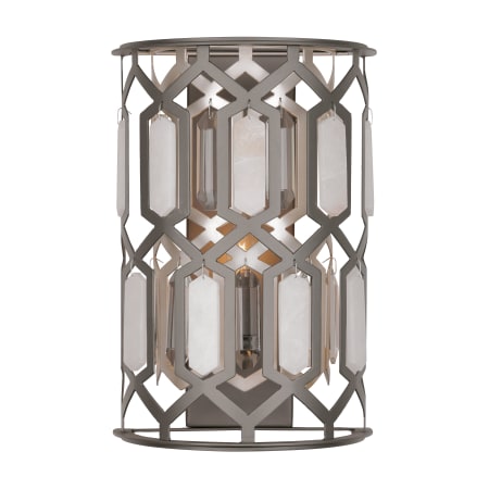 Minka Lavery Hexly 16" Tall Wall Sconce with Crystal Panel and Alabaster Stone Shade Coal