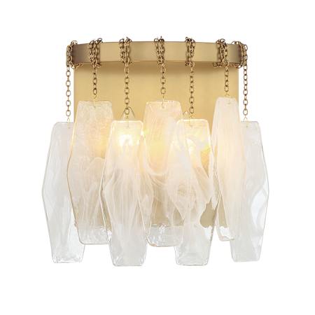 Minka Lavery Willow 2 Light 11" Tall Wall Sconce with Frosted Glass Shades Legacy Brass