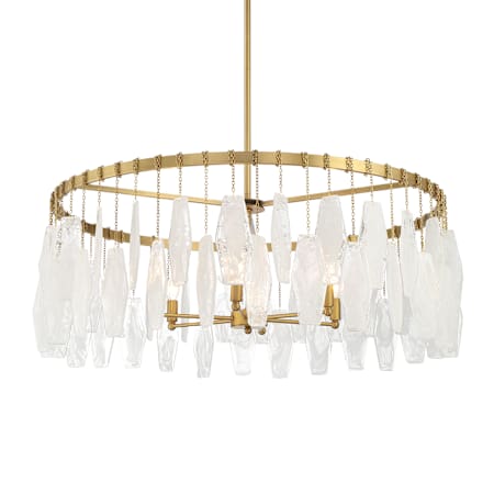 Minka Lavery Willow 6 Light 36" Wide Multi Light Pendant with Frosted Glass Shades Legacy Brass