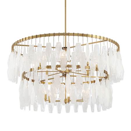 Minka Lavery Willow 14 Light 45" Wide Multi Light Pendant with Frosted Glass Shades Legacy Brass