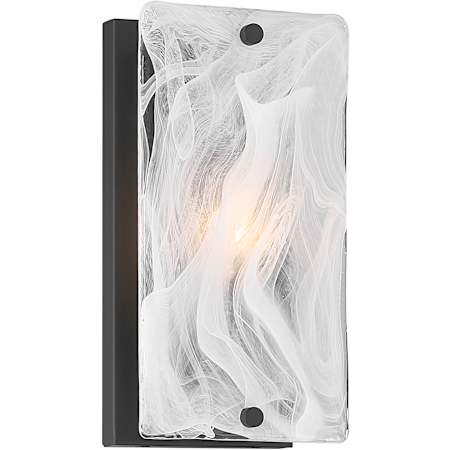 Minka Lavery Veil 10" Tall Wall Sconce with Frosted Glass Shade Dark Matte Black