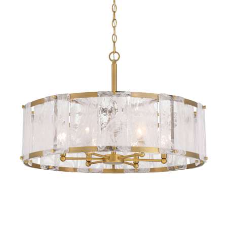 Minka Lavery Veil 6 Light 28" Wide Multi Light Pendant with White Swirl Glass Legacy Brass